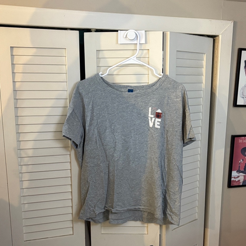 Old Navy Heather Gray Tee with Love Detail